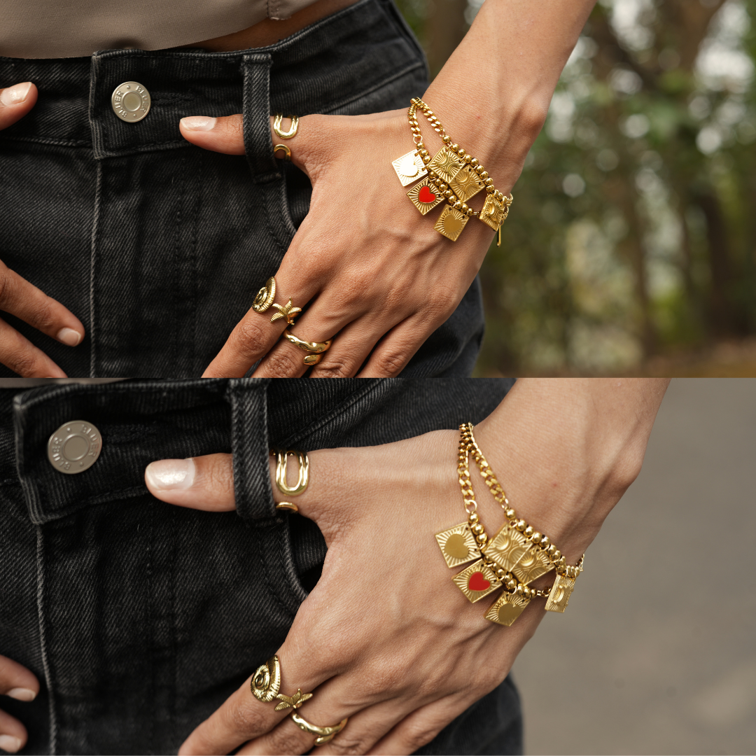 Triveni Heart Charm Bracelet